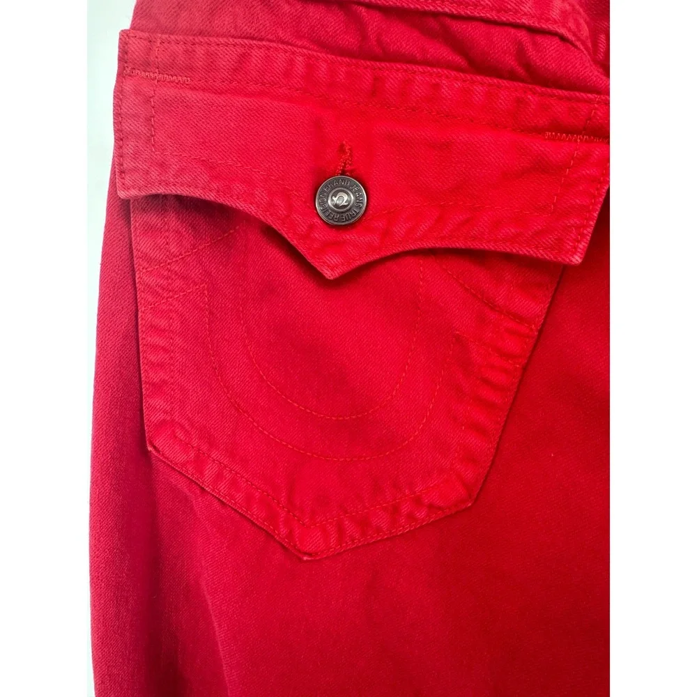 True Religion Ricky Straight Leg Red Denim Jeans Mens 36 Made in USA